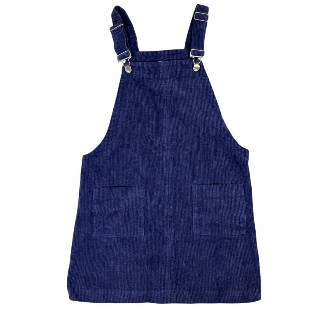 Mi Ami Navy Blue Corduroy Overall Dress Pinafore Size Medium Pockets